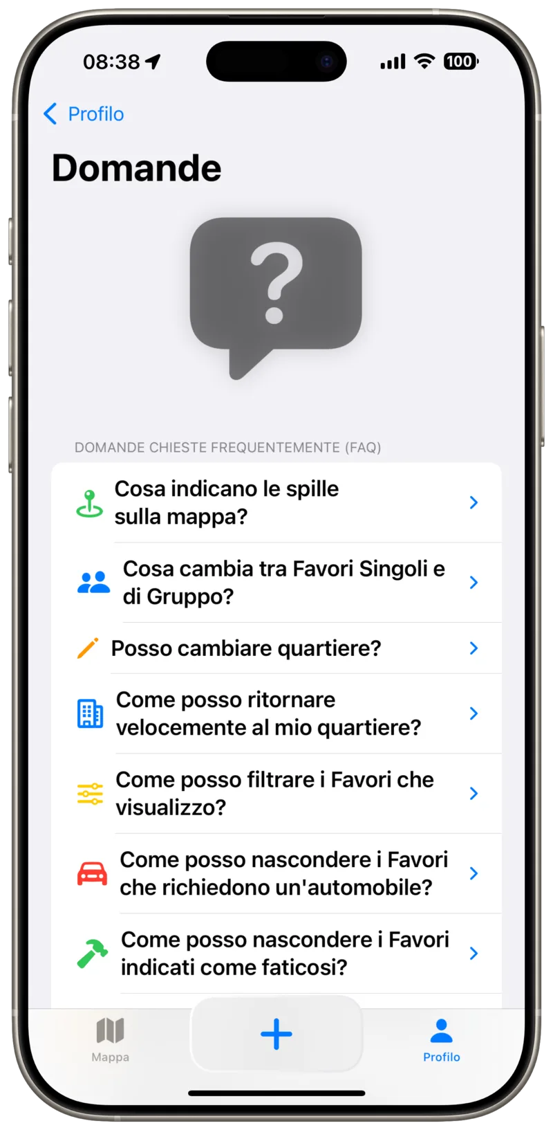 FAQ Screen